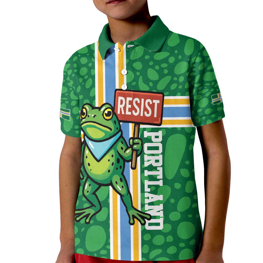 Personalized Resist Portland Frog Kid Polo Shirt Frog Activist Protest City - Wonder Print Shop