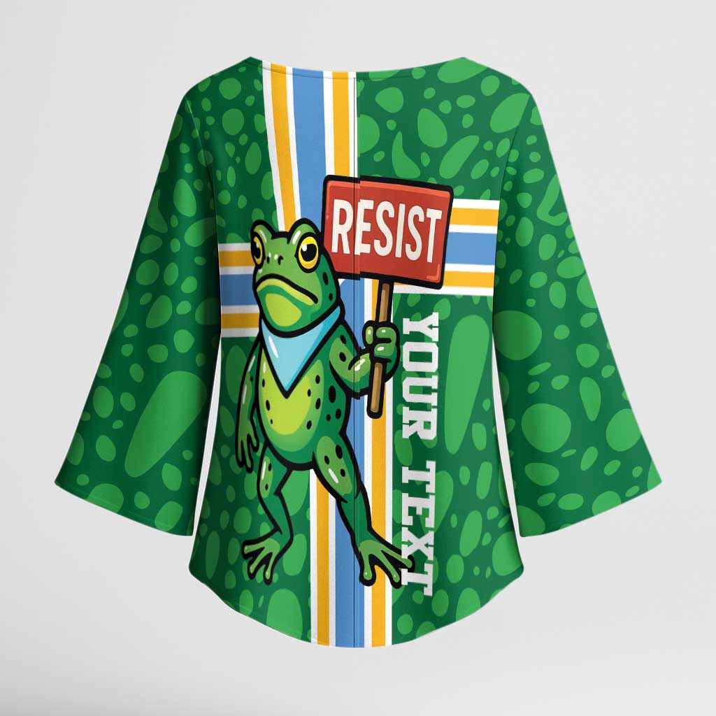 Personalized Resist Portland Frog Kimono Sleeve Blouse Frog Activist Protest City - Wonder Print Shop
