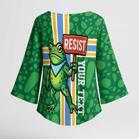 Personalized Resist Portland Frog Kimono Sleeve Blouse Frog Activist Protest City - Wonder Print Shop