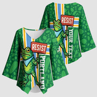 Personalized Resist Portland Frog Kimono Sleeve Blouse Frog Activist Protest City - Wonder Print Shop