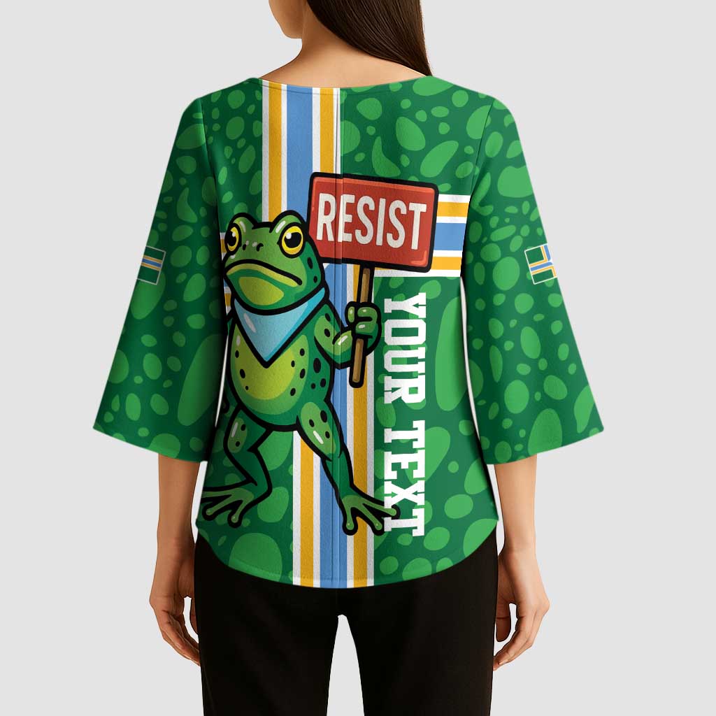 Personalized Resist Portland Frog Kimono Sleeve Blouse Frog Activist Protest City - Wonder Print Shop