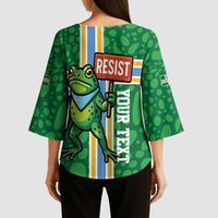 Personalized Resist Portland Frog Kimono Sleeve Blouse Frog Activist Protest City - Wonder Print Shop