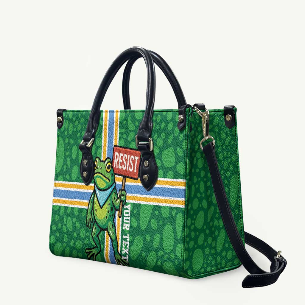 Personalized Resist Portland Frog Leather Bag Frog Activist Protest City - Wonder Print Shop