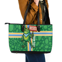 Personalized Resist Portland Frog Leather Tote Bag Frog Activist Protest City - Wonder Print Shop