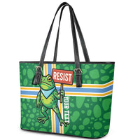 Personalized Resist Portland Frog Leather Tote Bag Frog Activist Protest City - Wonder Print Shop