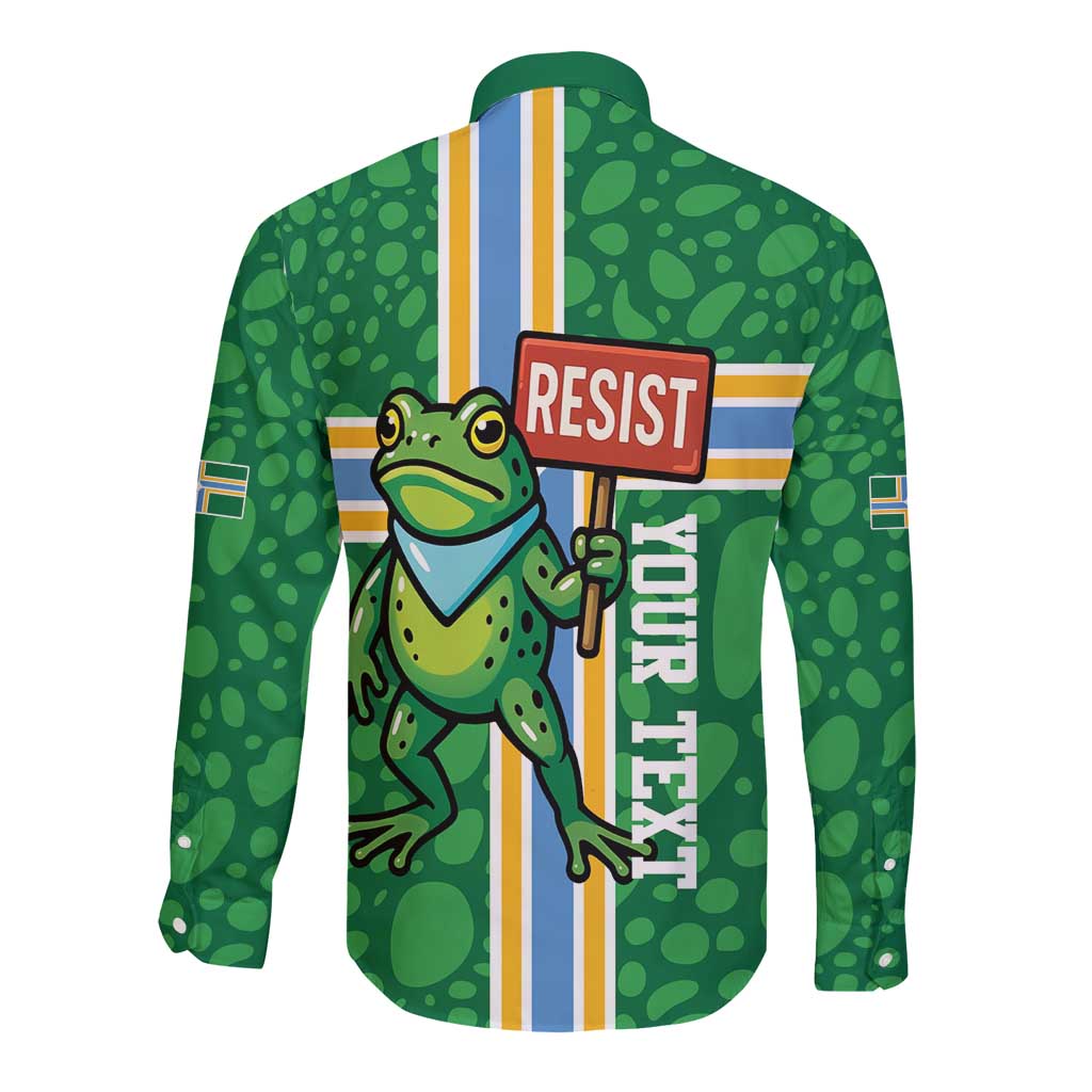 Personalized Resist Portland Frog Long Sleeve Button Shirt Frog Activist Protest City - Wonder Print Shop