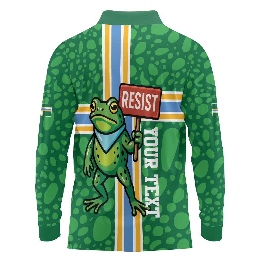Personalized Resist Portland Frog Long Sleeve Polo Shirt Frog Activist Protest City - Wonder Print Shop