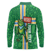 Personalized Resist Portland Frog Long Sleeve Polo Shirt Frog Activist Protest City - Wonder Print Shop