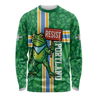 Personalized Resist Portland Frog Long Sleeve Shirt Frog Activist Protest City - Wonder Print Shop