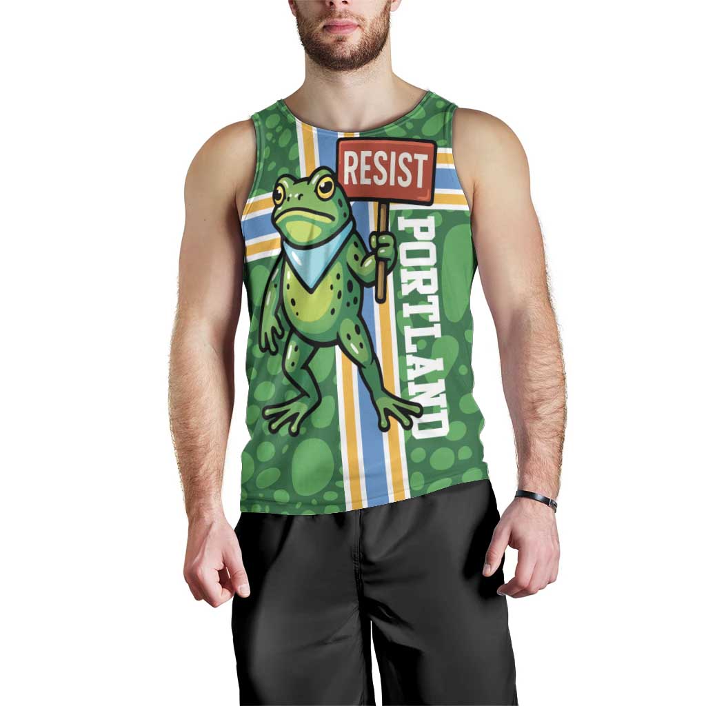 Personalized Resist Portland Frog Men Tank Top Frog Activist Protest City - Wonder Print Shop