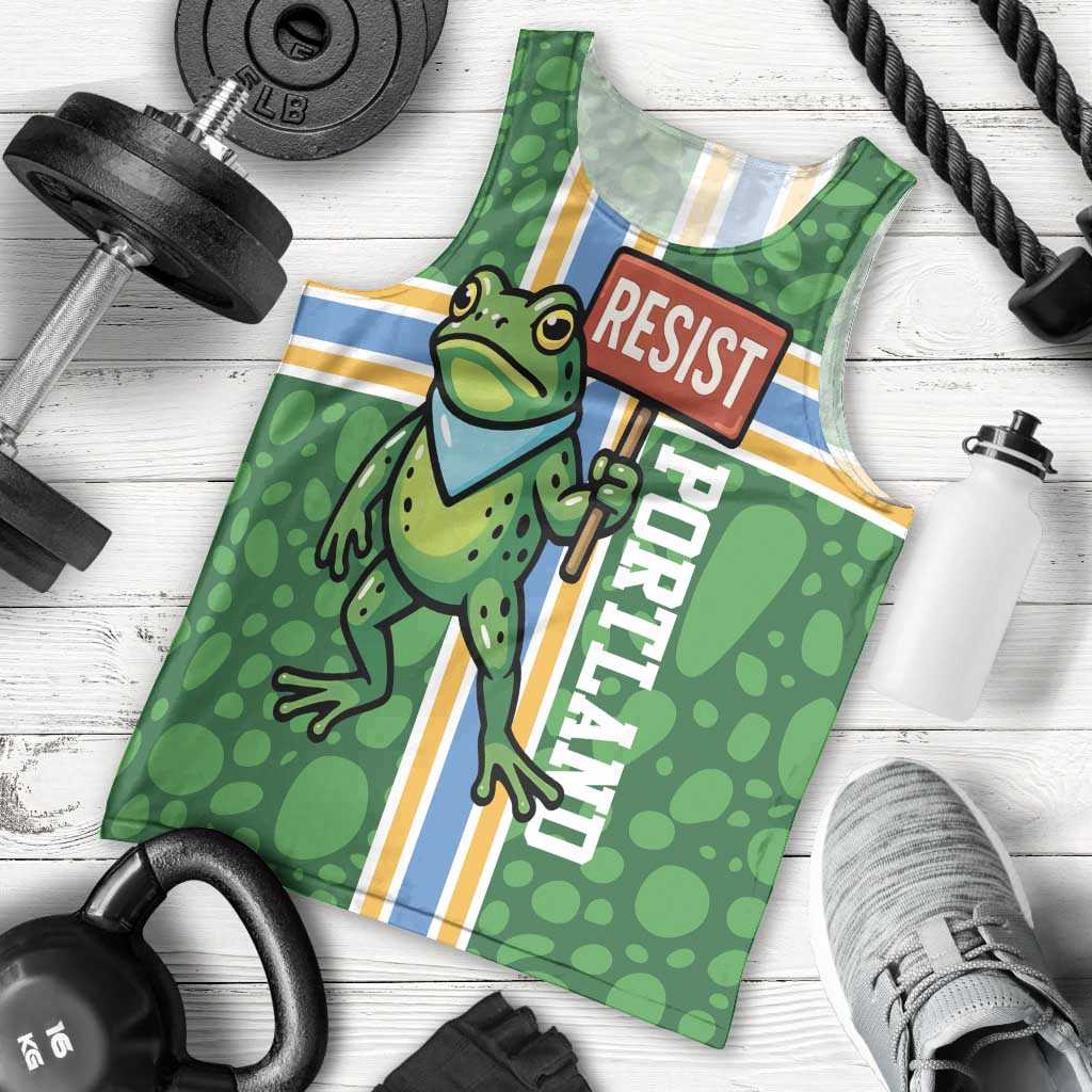 Personalized Resist Portland Frog Men Tank Top Frog Activist Protest City - Wonder Print Shop