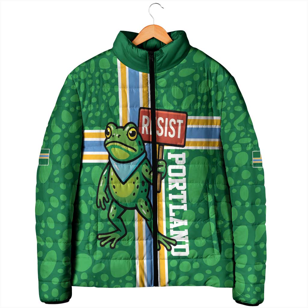 Personalized Resist Portland Frog Padded Jacket Frog Activist Protest City - Wonder Print Shop