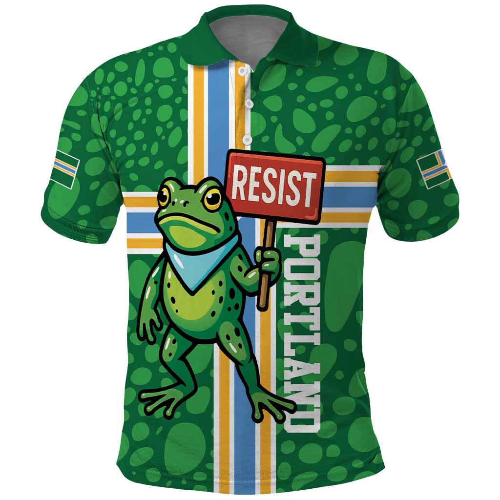 Personalized Resist Portland Frog Polo Shirt Frog Activist Protest City - Wonder Print Shop