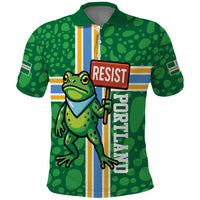 Personalized Resist Portland Frog Polo Shirt Frog Activist Protest City - Wonder Print Shop