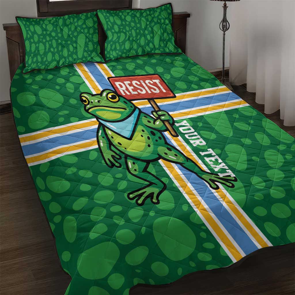 Personalized Resist Portland Frog Quilt Bed Set Frog Activist Protest City - Wonder Print Shop