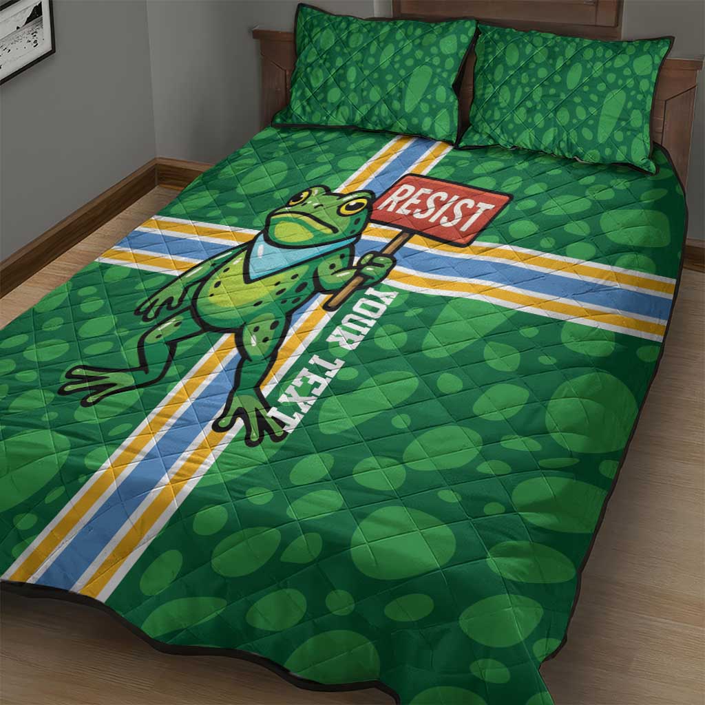 Personalized Resist Portland Frog Quilt Bed Set Frog Activist Protest City - Wonder Print Shop