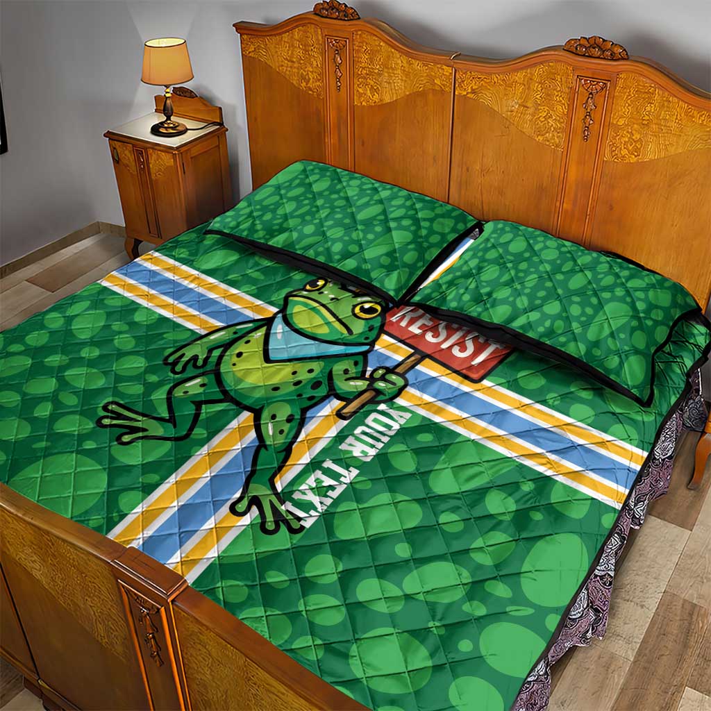 Personalized Resist Portland Frog Quilt Bed Set Frog Activist Protest City - Wonder Print Shop