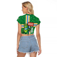 Personalized Resist Portland Frog Raglan Cropped T Shirt Frog Activist Protest City - Wonder Print Shop