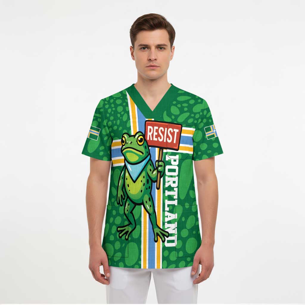 Personalized Resist Portland Frog Scrub Top Frog Activist Protest City - Wonder Print Shop