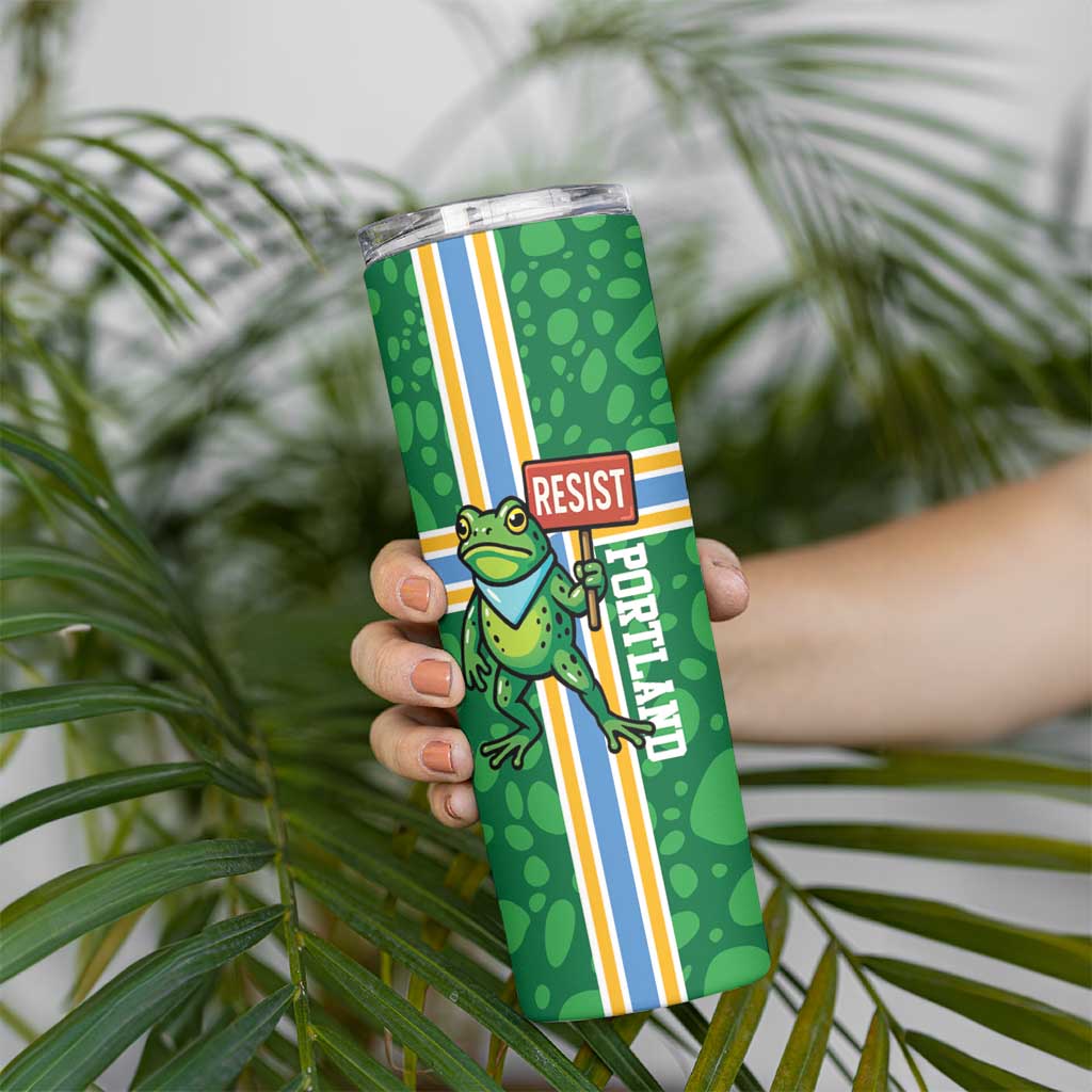 Personalized Resist Portland Frog Skinny Tumbler Frog Activist Protest City - Wonder Print Shop