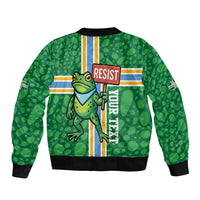 Personalized Resist Portland Frog Sleeve Zip Bomber Jacket Frog Activist Protest City - Wonder Print Shop