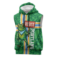 Personalized Resist Portland Frog Sleeveless Hoodie Frog Activist Protest City - Wonder Print Shop