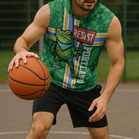 Personalized Resist Portland Frog Sleeveless Hoodie Frog Activist Protest City - Wonder Print Shop