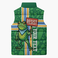Personalized Resist Portland Frog Sleeveless Puffer Jacket Frog Activist Protest City - Wonder Print Shop