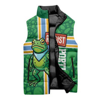 Personalized Resist Portland Frog Sleeveless Puffer Jacket Frog Activist Protest City - Wonder Print Shop