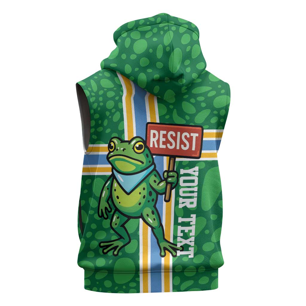 Personalized Resist Portland Frog Sleeveless Zip Hoodie Frog Activist Protest City - Wonder Print Shop