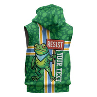 Personalized Resist Portland Frog Sleeveless Zip Hoodie Frog Activist Protest City - Wonder Print Shop