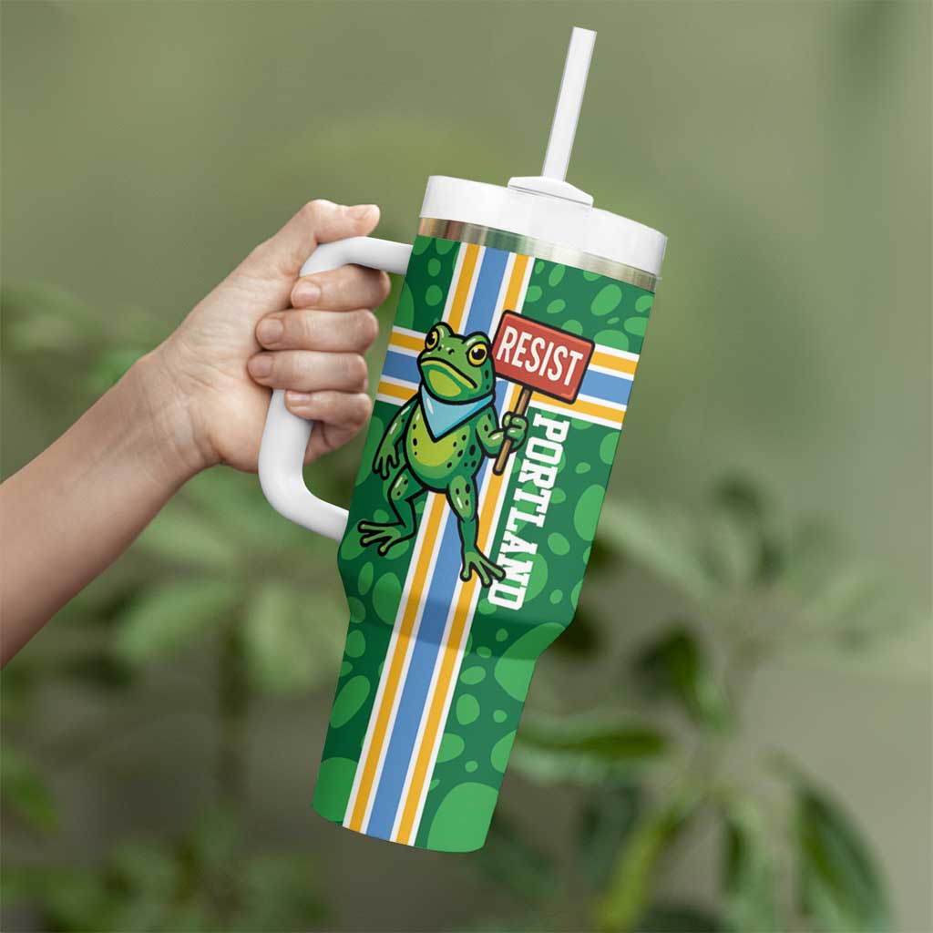 Personalized Resist Portland Frog Tumbler With Handle Frog Activist Protest City - Wonder Print Shop