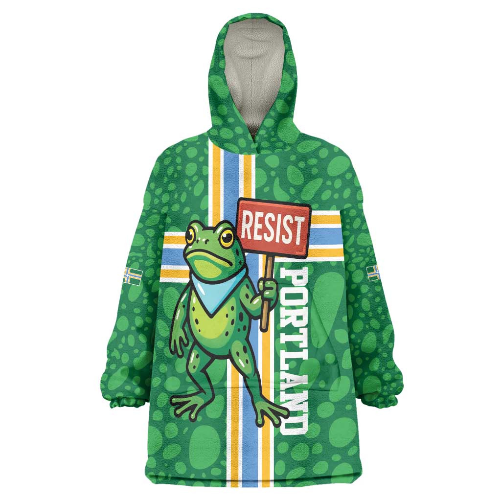Personalized Resist Portland Frog Wearable Blanket Hoodie Frog Activist Protest City - Wonder Print Shop