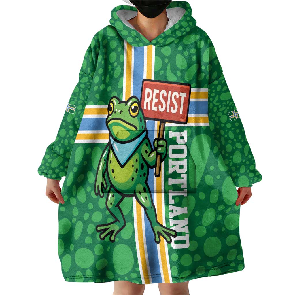 Personalized Resist Portland Frog Wearable Blanket Hoodie Frog Activist Protest City - Wonder Print Shop