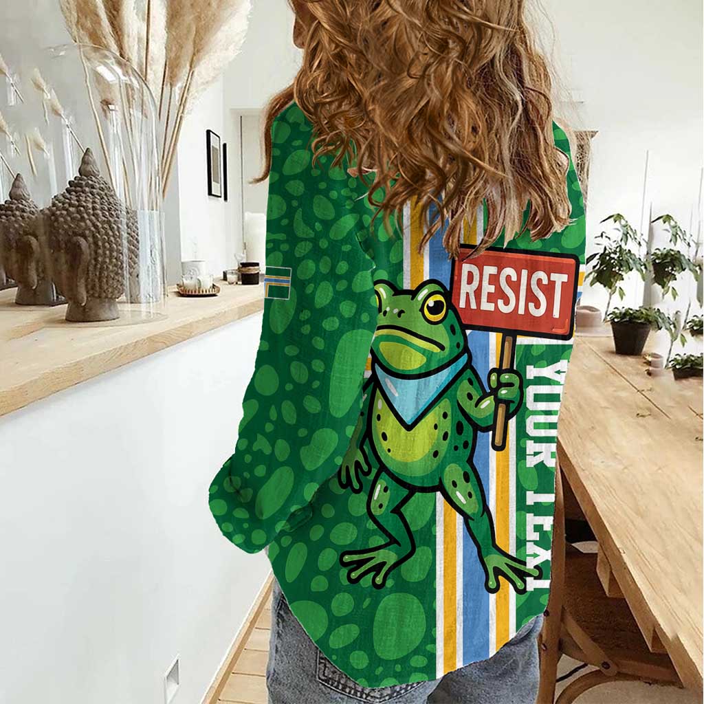 Personalized Resist Portland Frog Women Casual Shirt Frog Activist Protest City - Wonder Print Shop