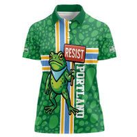 Personalized Resist Portland Frog Women Polo Shirt Frog Activist Protest City - Wonder Print Shop