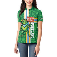 Personalized Resist Portland Frog Women Polo Shirt Frog Activist Protest City - Wonder Print Shop