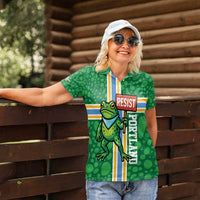 Personalized Resist Portland Frog Women Polo Shirt Frog Activist Protest City - Wonder Print Shop