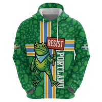 Personalized Resist Portland Frog Zip Hoodie Frog Activist Protest City - Wonder Print Shop