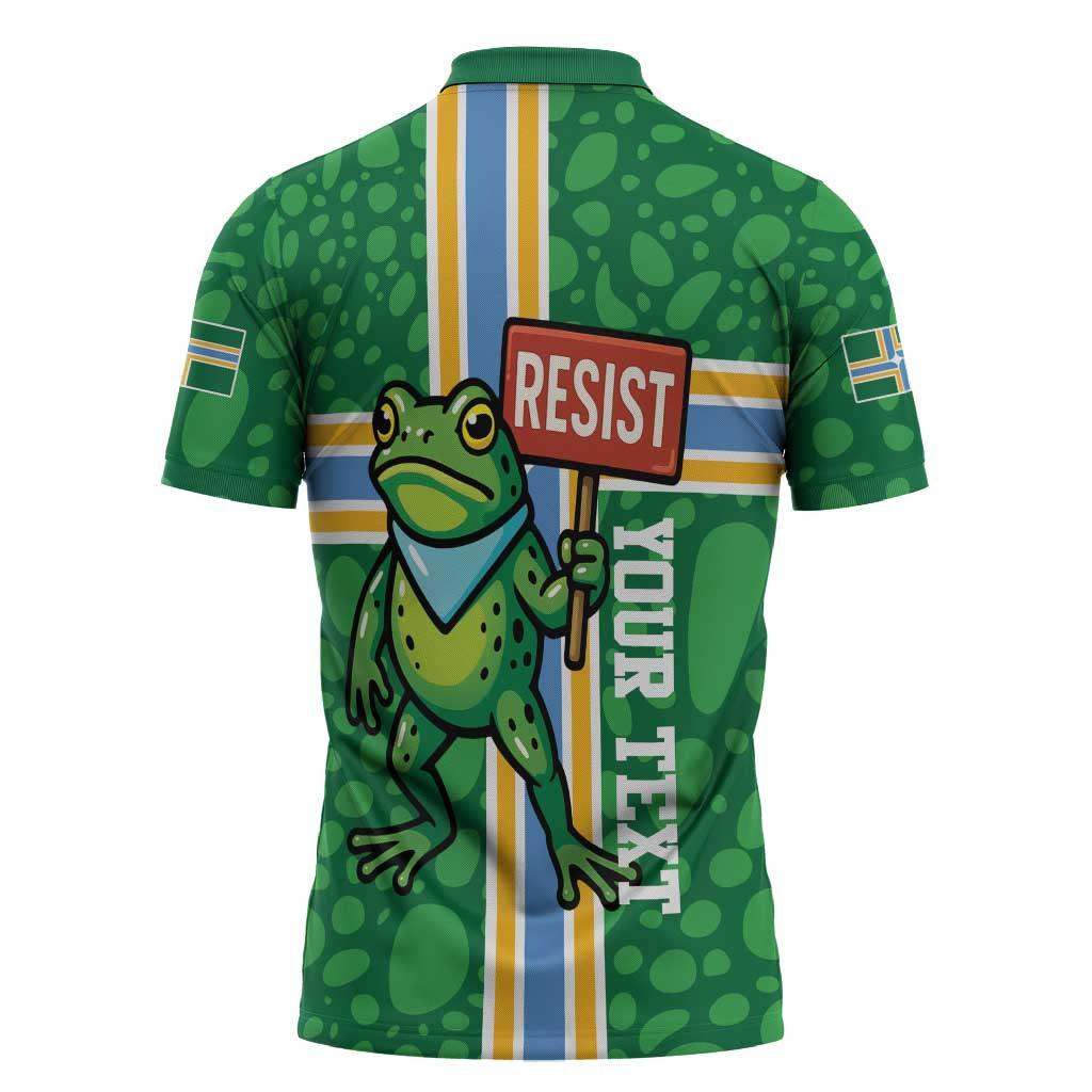 Personalized Resist Portland Frog Zipper Polo Shirt Frog Activist Protest City - Wonder Print Shop