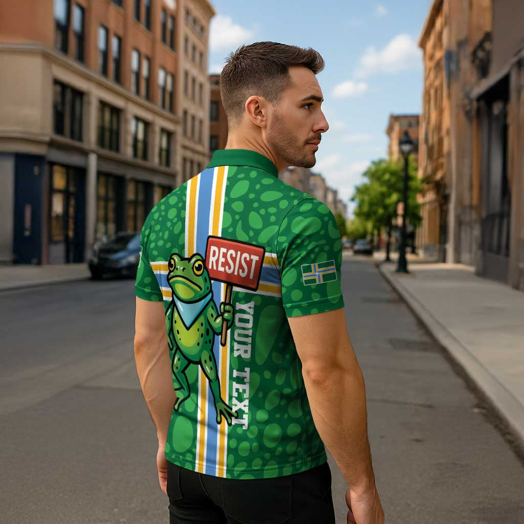 Personalized Resist Portland Frog Zipper Polo Shirt Frog Activist Protest City - Wonder Print Shop