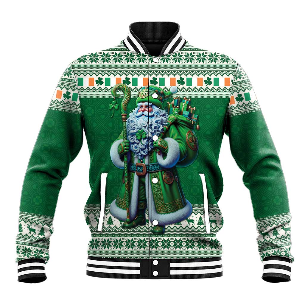 Ireland Christmas Baseball Jacket Irish Santa Claus - Wonder Print Shop