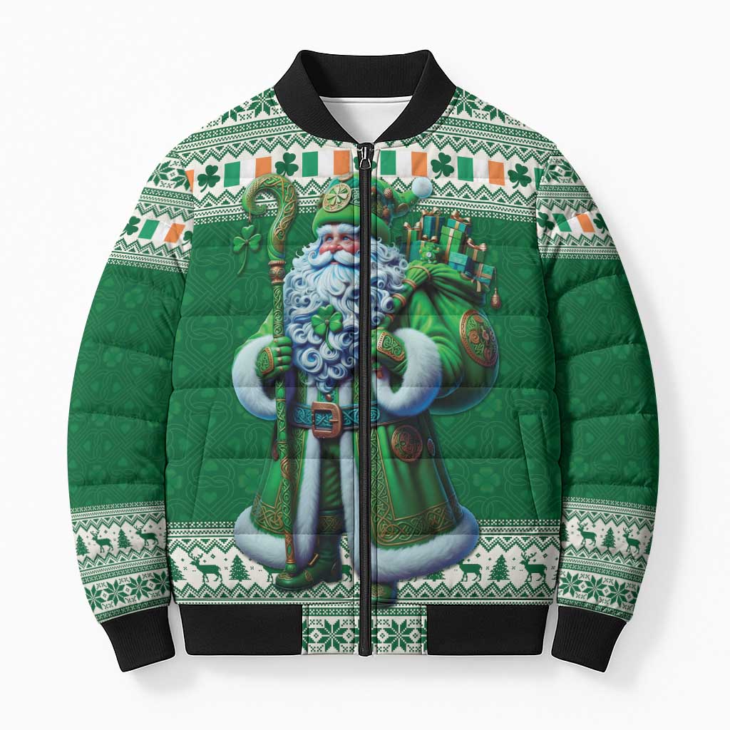 Ireland Christmas Bomber Puffer Jacket Irish Santa Claus - Wonder Print Shop