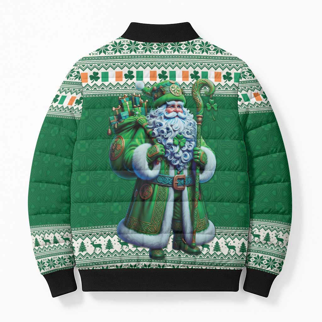 Ireland Christmas Bomber Puffer Jacket Irish Santa Claus - Wonder Print Shop