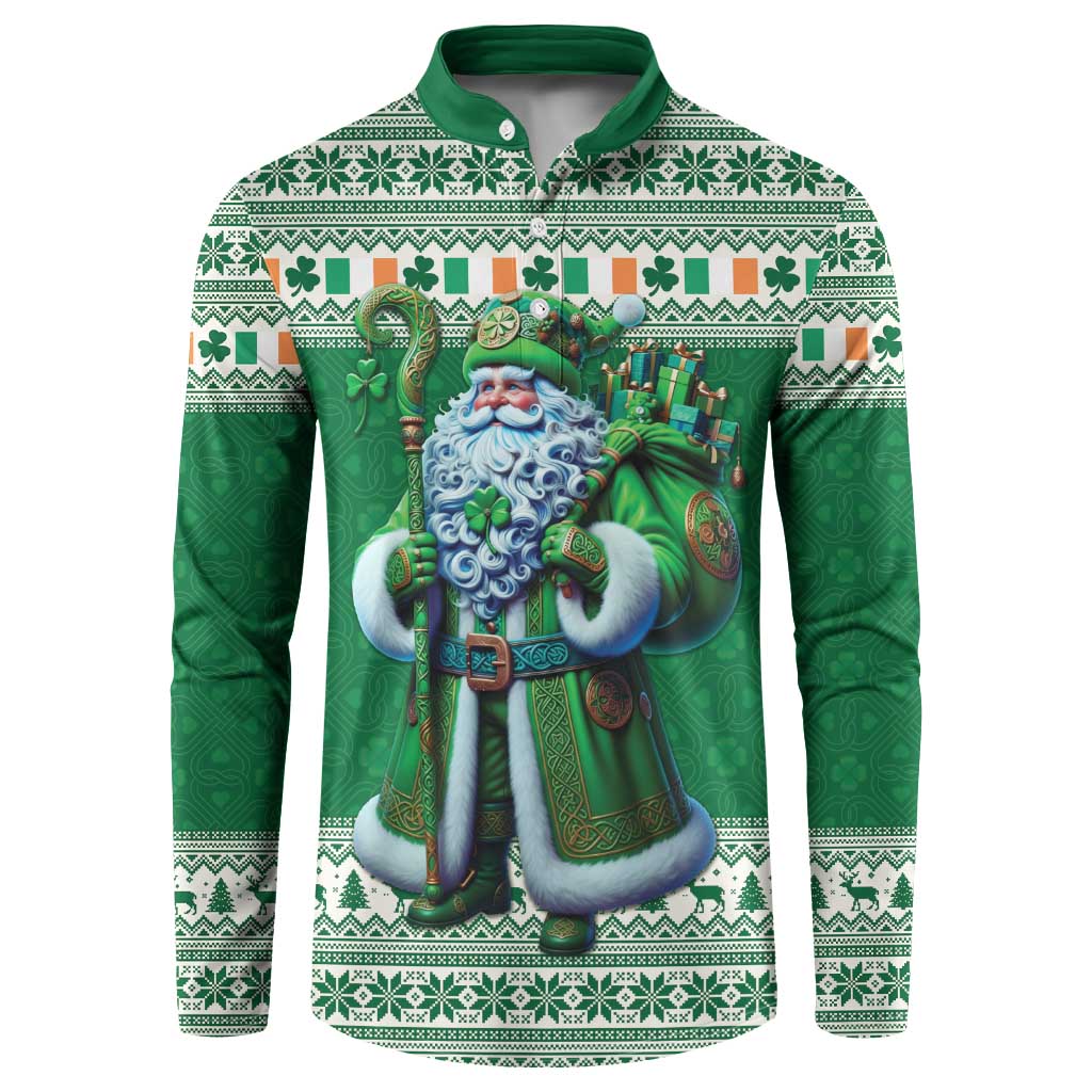 Ireland Christmas Button Sweatshirt Irish Santa Claus - Wonder Print Shop