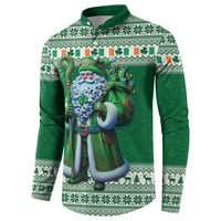 Ireland Christmas Button Sweatshirt Irish Santa Claus - Wonder Print Shop