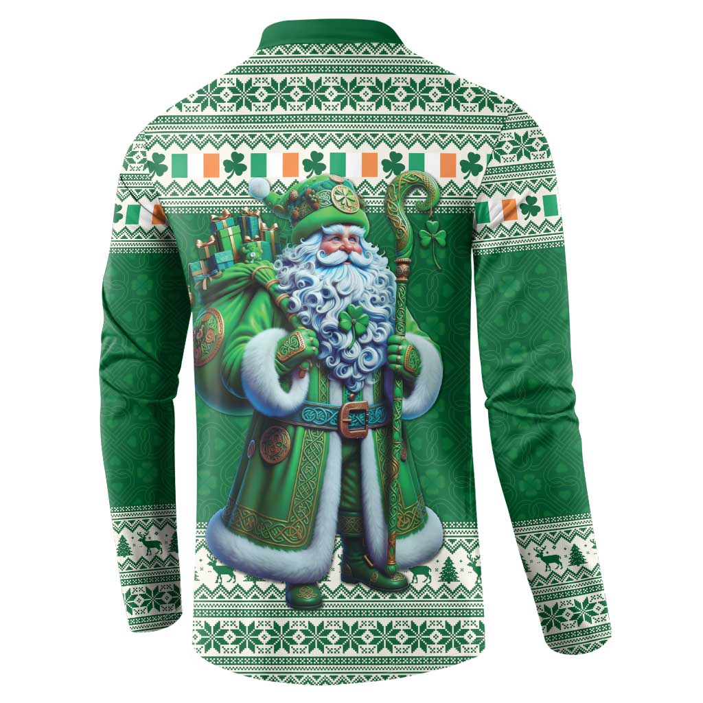 Ireland Christmas Button Sweatshirt Irish Santa Claus - Wonder Print Shop