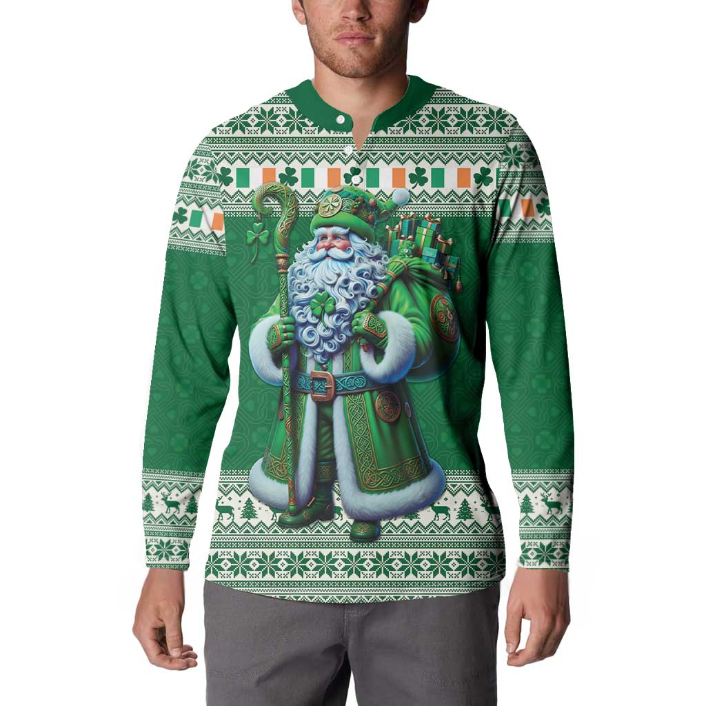 Ireland Christmas Button Sweatshirt Irish Santa Claus - Wonder Print Shop
