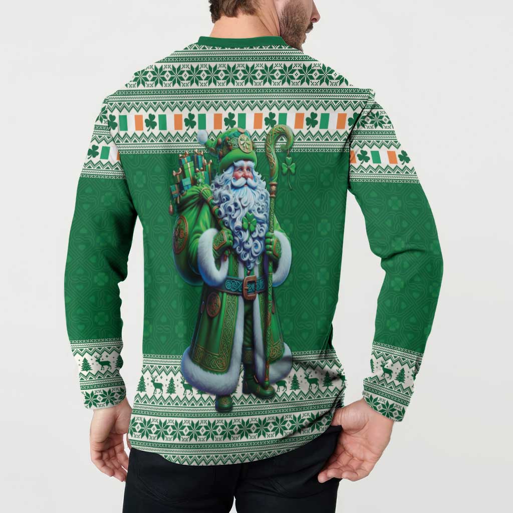 Ireland Christmas Button Sweatshirt Irish Santa Claus - Wonder Print Shop