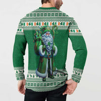 Ireland Christmas Button Sweatshirt Irish Santa Claus - Wonder Print Shop